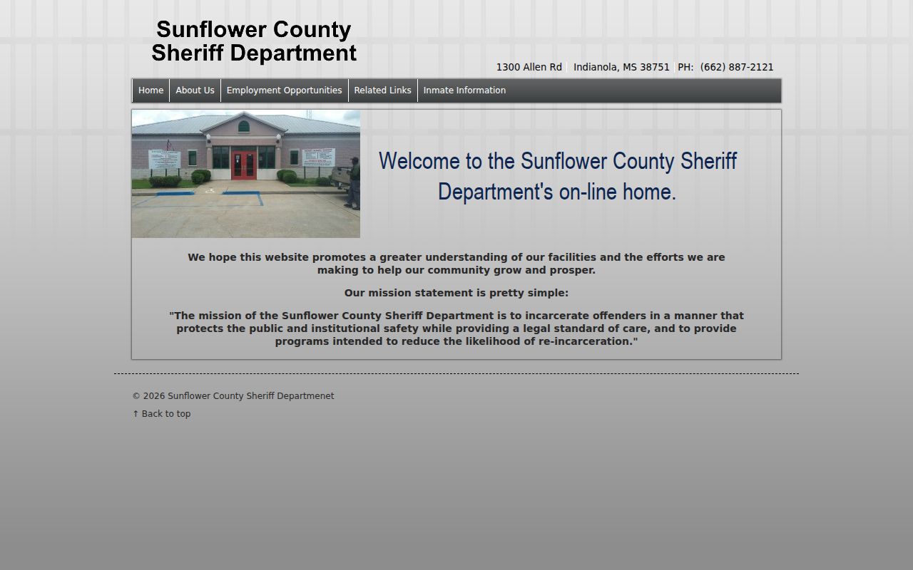 Sunflower County Sheriff official agency page